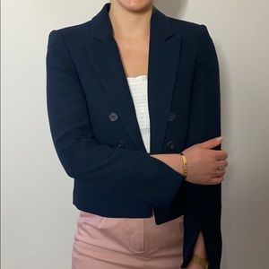 MANGO Navy Cropped Jacket XXS NWOT